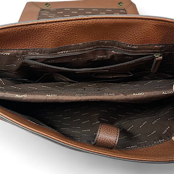 ALDO Brown Messenger Briefcase Shoulder Bag Office Computer Academia Laptop - Picture 6 of 16